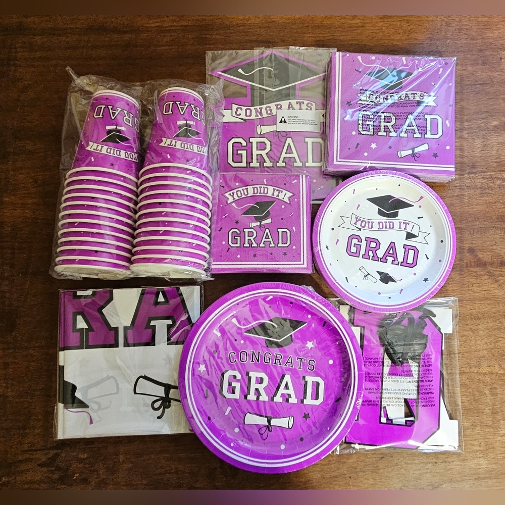 NIB Graduation Party supplies 24 place setting Purple